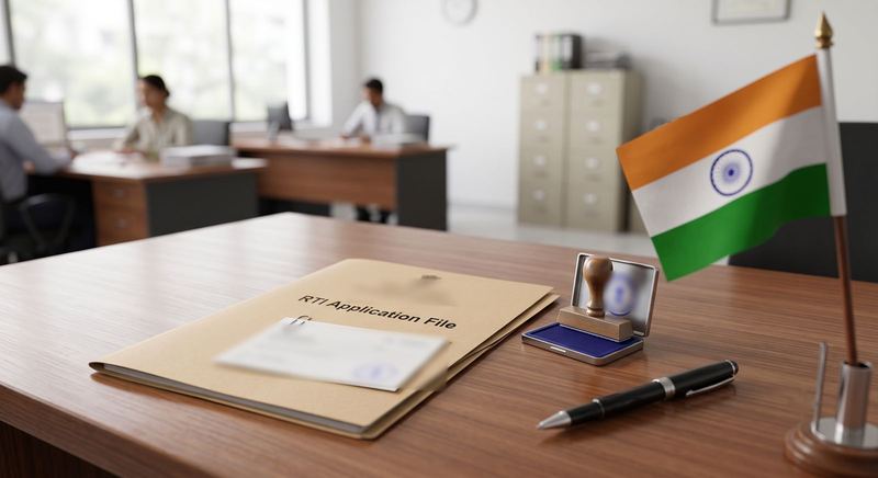RTI application file on a government office desk