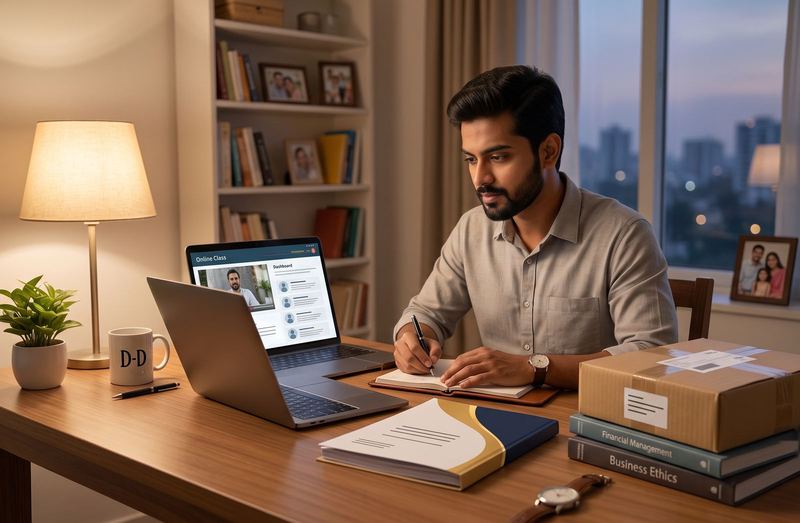 Working professional studying a distance degree at home